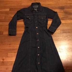 Vintage denim dress, button-down trench style